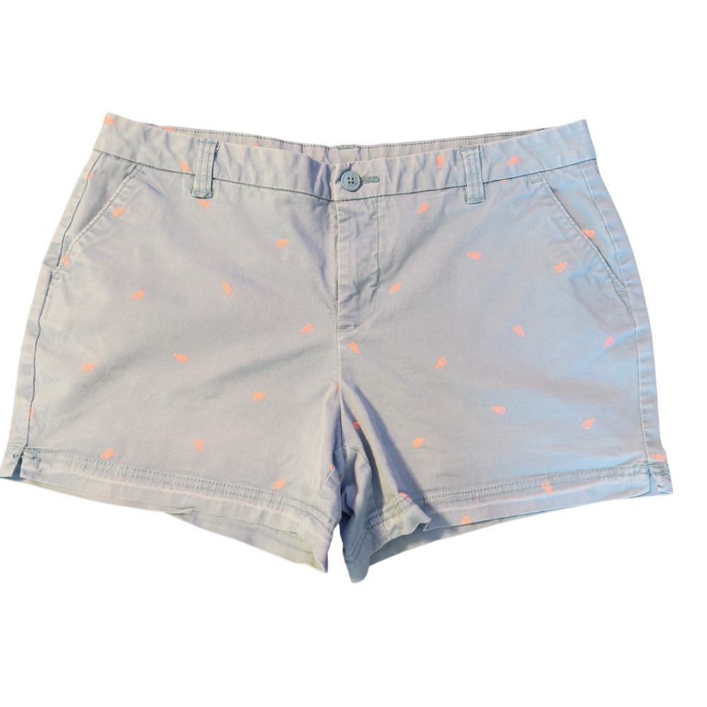 279 | Magellan Outdoors Womens 14 Lobster Print Chino Shorts Light Blue